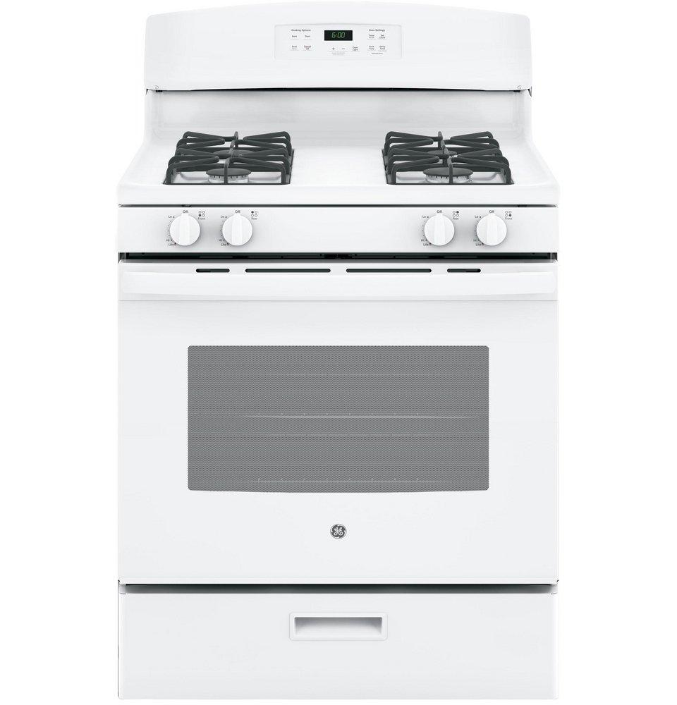 GE&reg; White 30 in. Gas 4-Burner Sealed Freestanding Range 