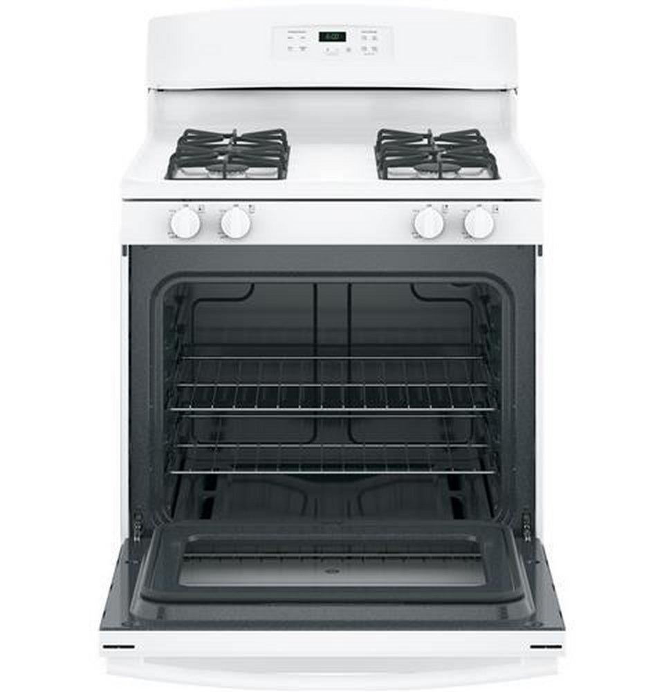 GE&reg; White 30 in. Gas 4-Burner Sealed Freestanding Range 