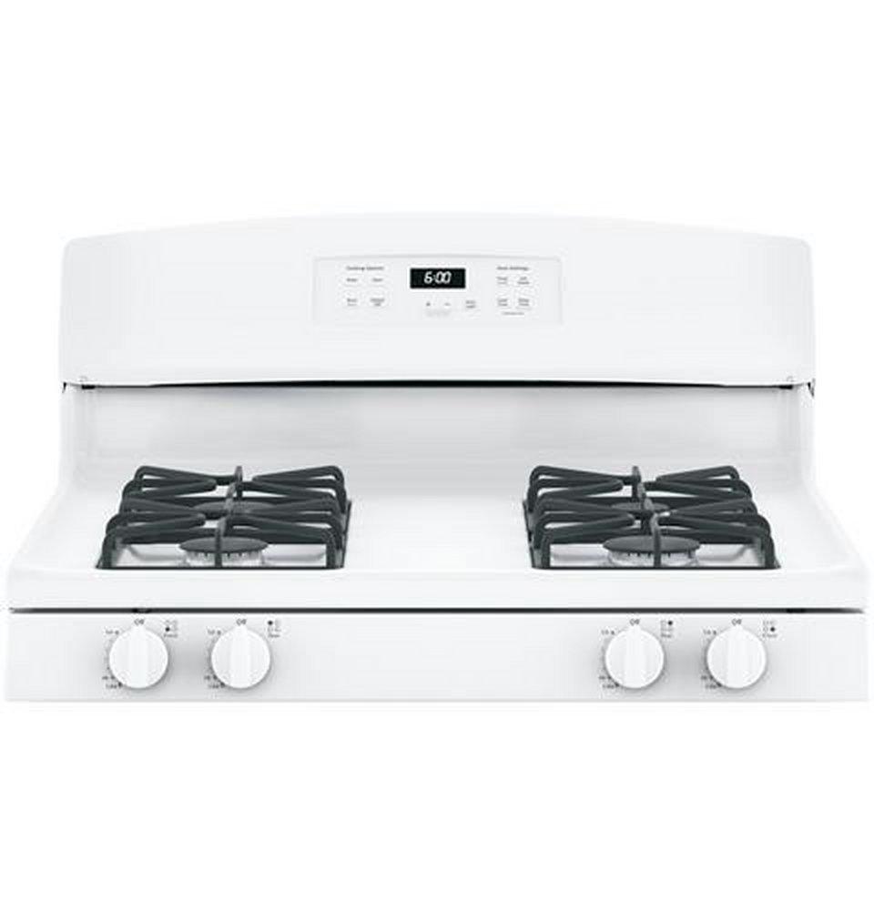 GE&reg; White 30 in. Gas 4-Burner Sealed Freestanding Range 