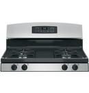 GE&reg; Stainless Steel/Black 30 in. Gas 4-Burner Sealed Freestanding Range 