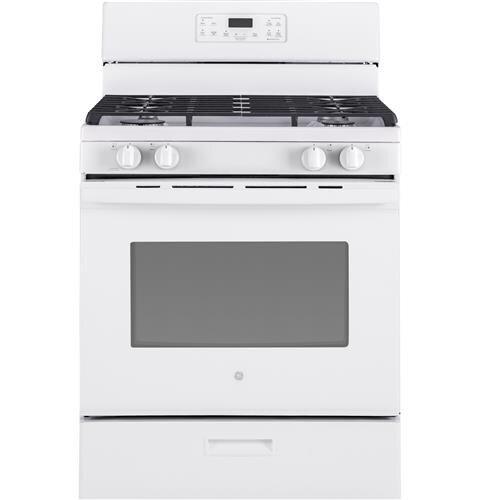 GE&reg; White 30 in. Gas 5-Burner Sealed Freestanding Range 