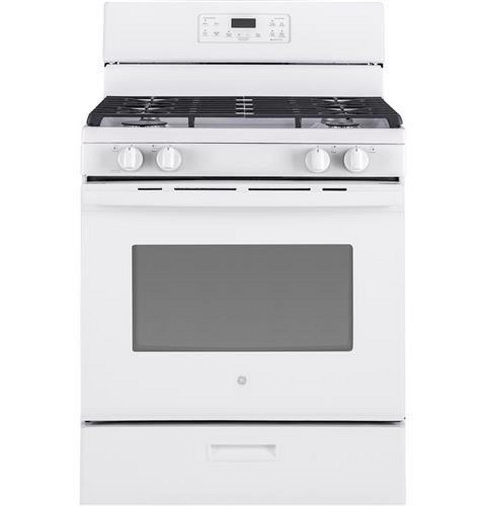 GE® White 30 in. Gas 5-Burner Sealed Freestanding Range 