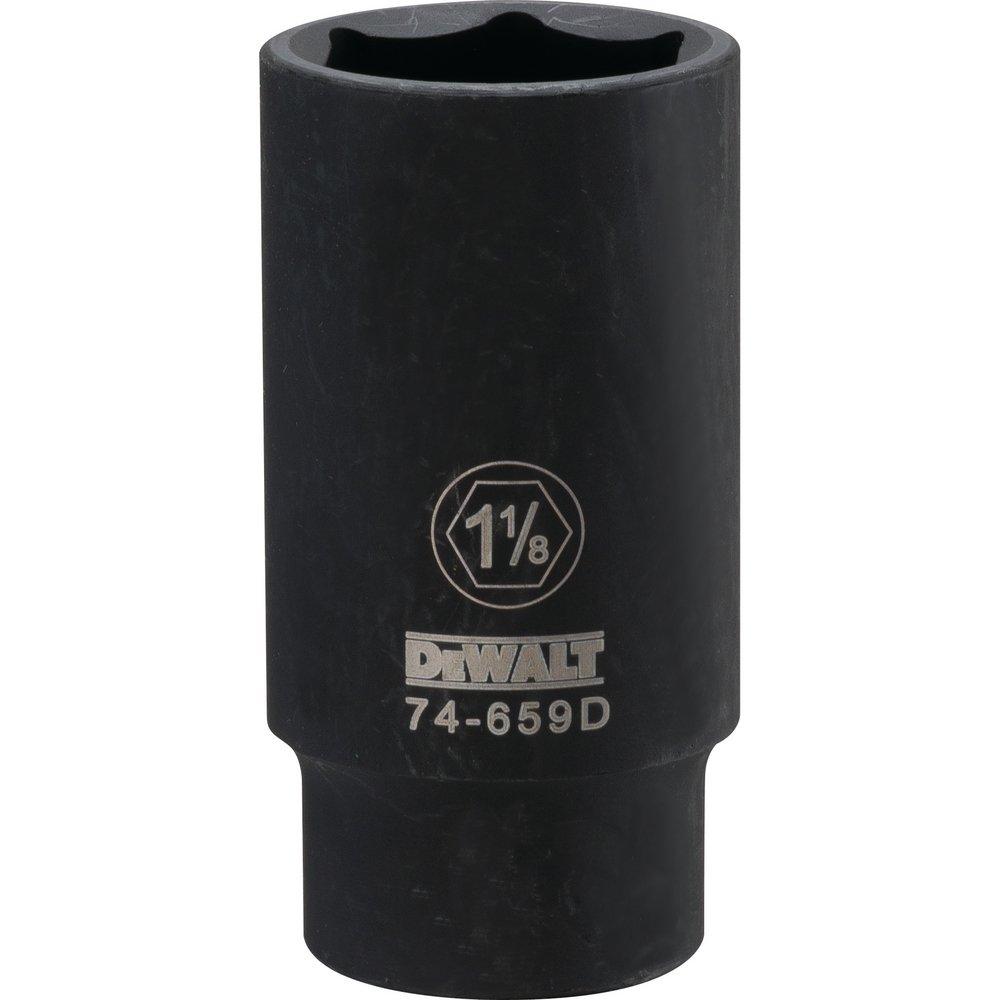 DEWALT Silver 1 in. 6 Point Chrome Vanadium Steel Drive Deep Impact Socket 