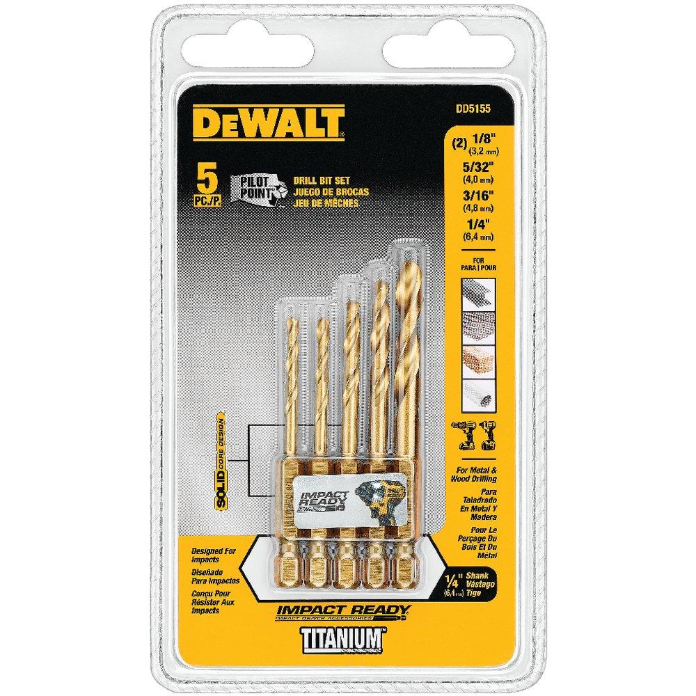 DEWALT 1/8 in, 5/32 in, 3/16 in, 1/4 in. x 1/4 in. Hex Twist 5 Piece 
