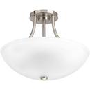 100W 2-Light Medium E-26 Base Incandescent Semi-Flushmount Ceiling Fixture in Brushed Nickel