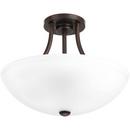 100W 2-Light Semi-Flush Mount Ceiling Fixture with Medium E-26 Base in Antique Bronze