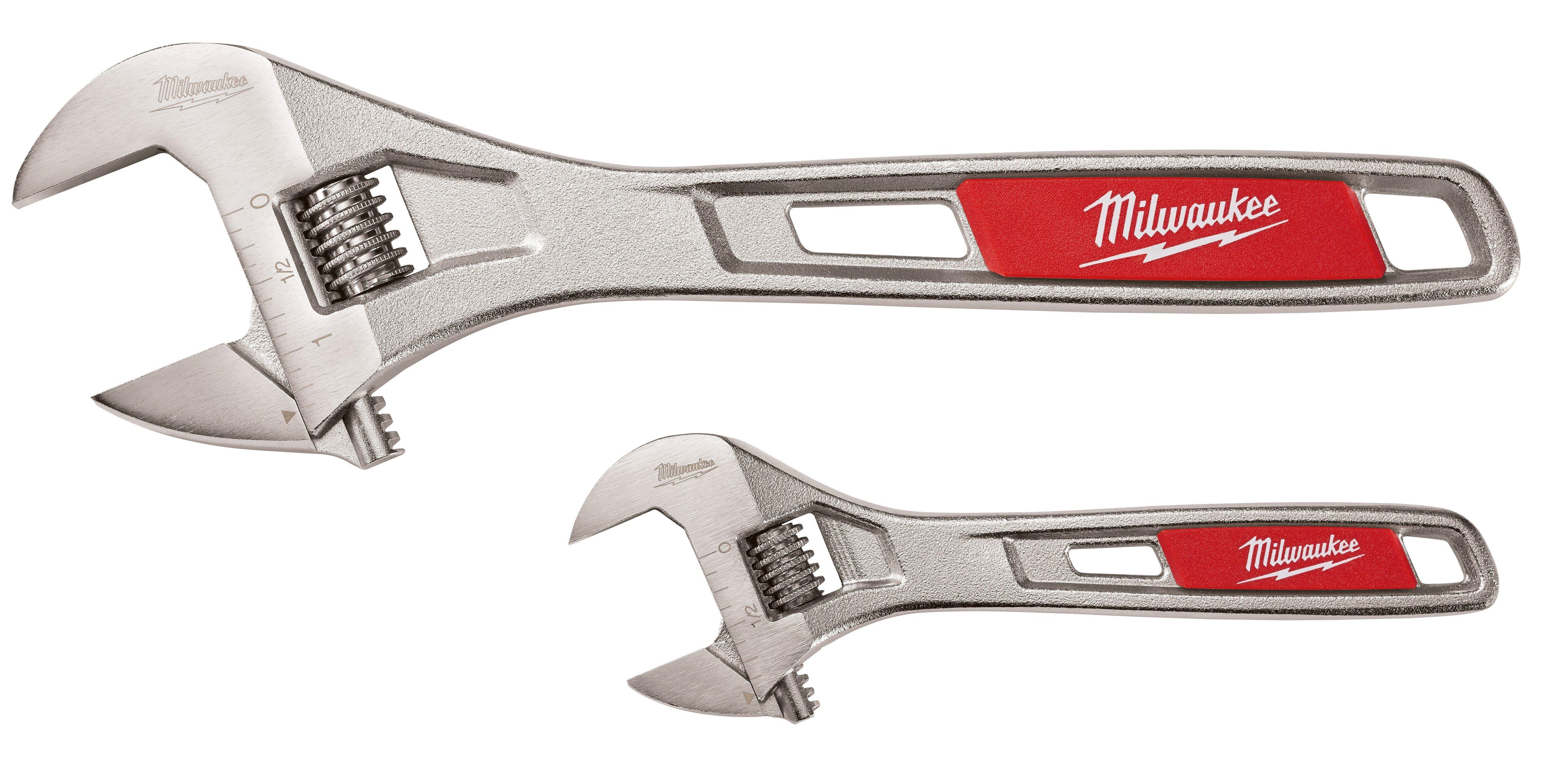 Milwaukee&reg; Silver Adjustable Wrench Set 2 Pack 