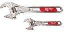 Milwaukee&reg; Silver Adjustable Wrench Set 2 Pack 