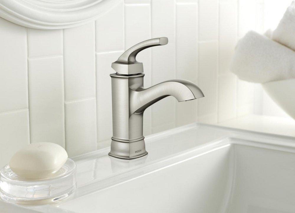 Moen Spot Resist Brushed Nickel Single Handle Monoblock Bathroom Sink Faucet 