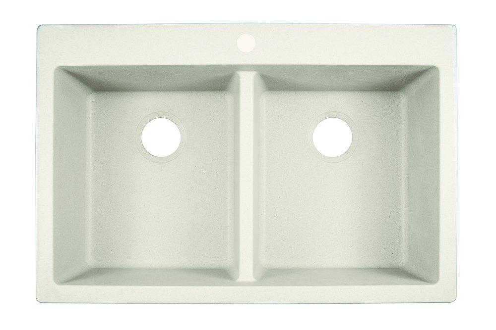 Franke White 33 x 22 in. 1 Hole Composite Double Bowl Dual Mount Kitchen Sink 
