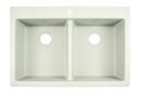 33 x 22 in. 1 Hole Composite Double Bowl Dual Mount Kitchen Sink in White
