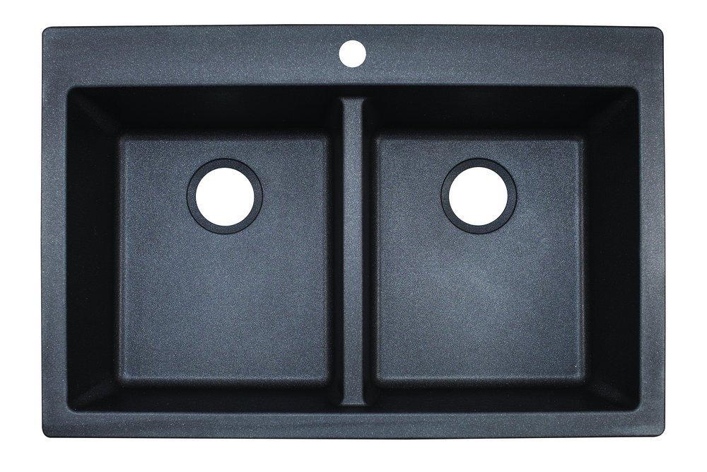 Franke Graphite 33 x 22 in. 1 Hole Composite Double Bowl Dual Mount Kitchen Sink 