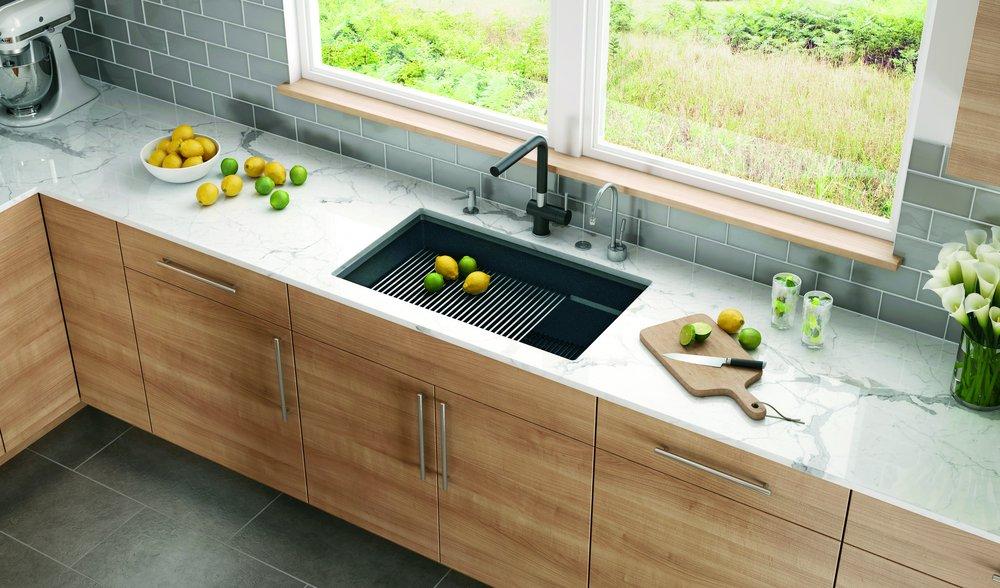 Franke Onyx 32 x 18-3/4 in. No Hole Composite Single Bowl Undermount Kitchen Sink 