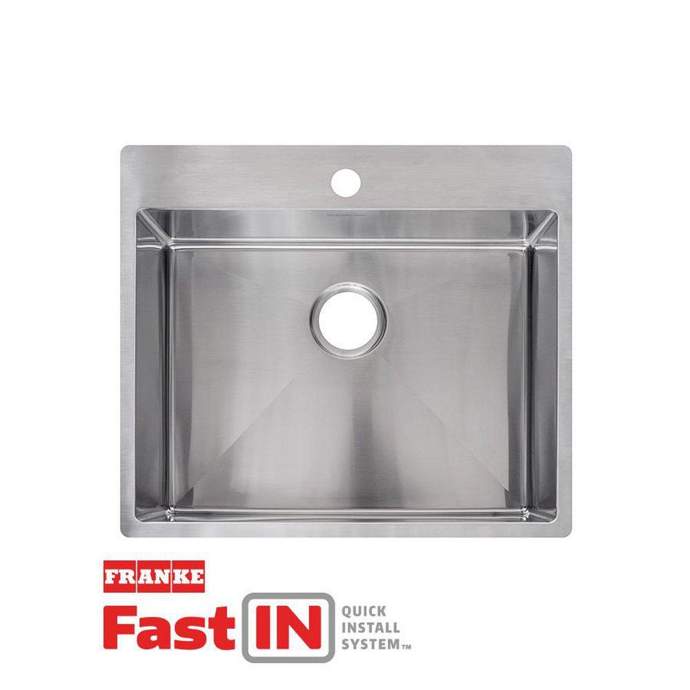Franke Brushed Steel 25 x 22-7/16 in. 1 Hole Stainless Steel Single Bowl Dual Mount Kitchen Sink 