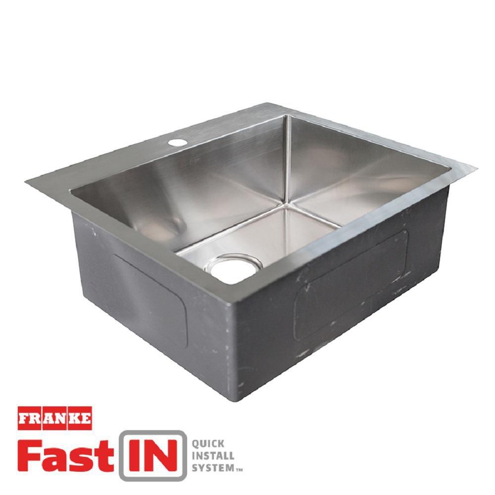Franke Fast-In 33.5-in x 22.5-in Stainless Steel Double Equal Bowl Drop-In 2-Hole Commercial/Residential Kitchen Sink All-in-One Kit