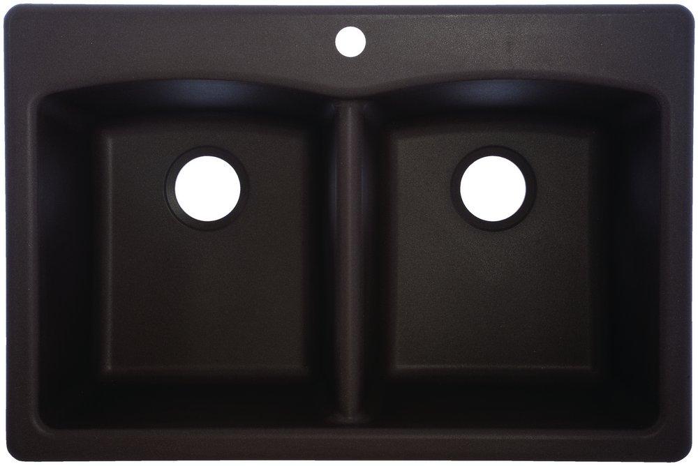 Franke Mocha 33 x 22 in. 1-Hole Composite Double Bowl Dual Mount Kitchen Sink 