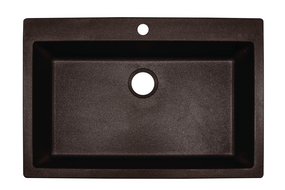 Franke Mocha 33 x 22 in. 1 Hole Composite Single Bowl Dual Mount Kitchen Sink 
