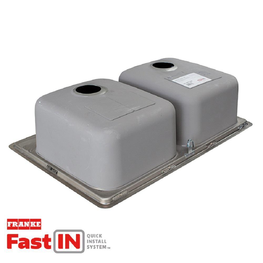 Franke Stainless Steel 33-1/2 x 22-1/2 in. 4 Hole Double Bowl Drop-in Kitchen Sink 