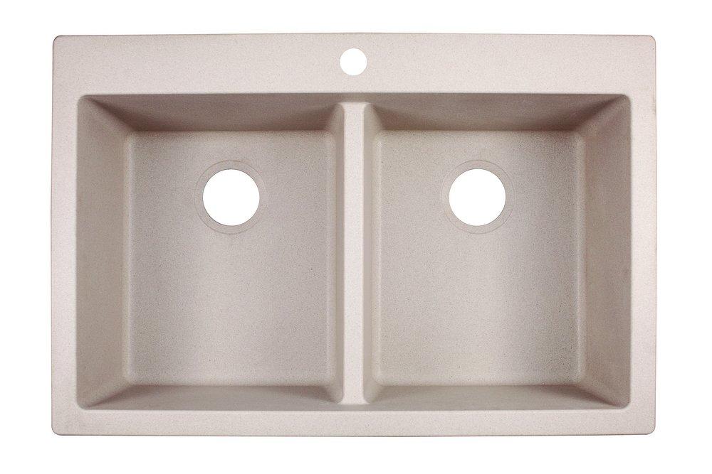 Franke Champagne 33 x 22 in. 1 Hole Composite Double Bowl Dual Mount Kitchen Sink 