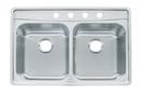 33-1/2 x 22-1/2 in. 4 Hole Stainless Steel Double Bowl Drop-in Kitchen Sink
