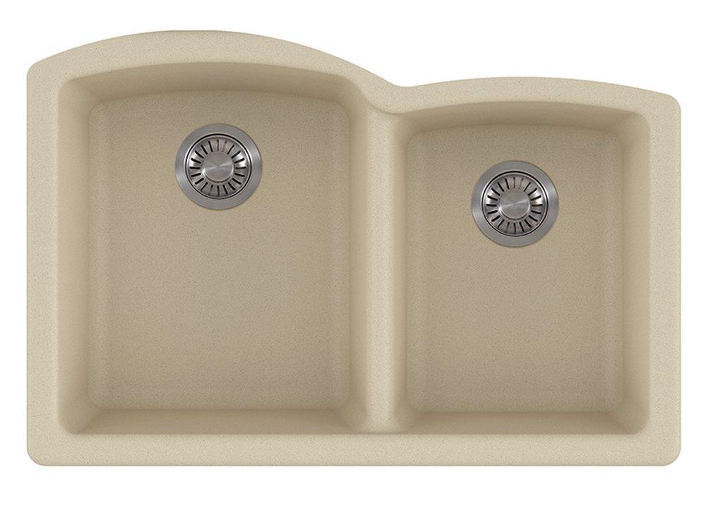 Franke Champagne 33 x 21-3/4 in. No Hole Composite Double Bowl Undermount Kitchen Sink 