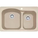 3 Hole Stainless Steel Double Bowl Dual Mount Kitchen Sink in Champagne