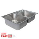 33-1/2 x 22-1/2 in. 4 Hole Stainless Steel Double Bowl Drop-in Kitchen Sink