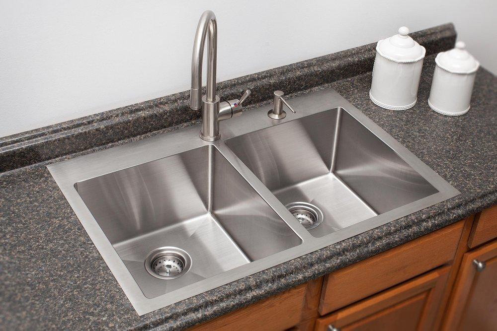 Franke Silk Steel 33 x 22 in. 2-Hole Stainless Steel Double Bowl Dual Mount Kitchen Sink 