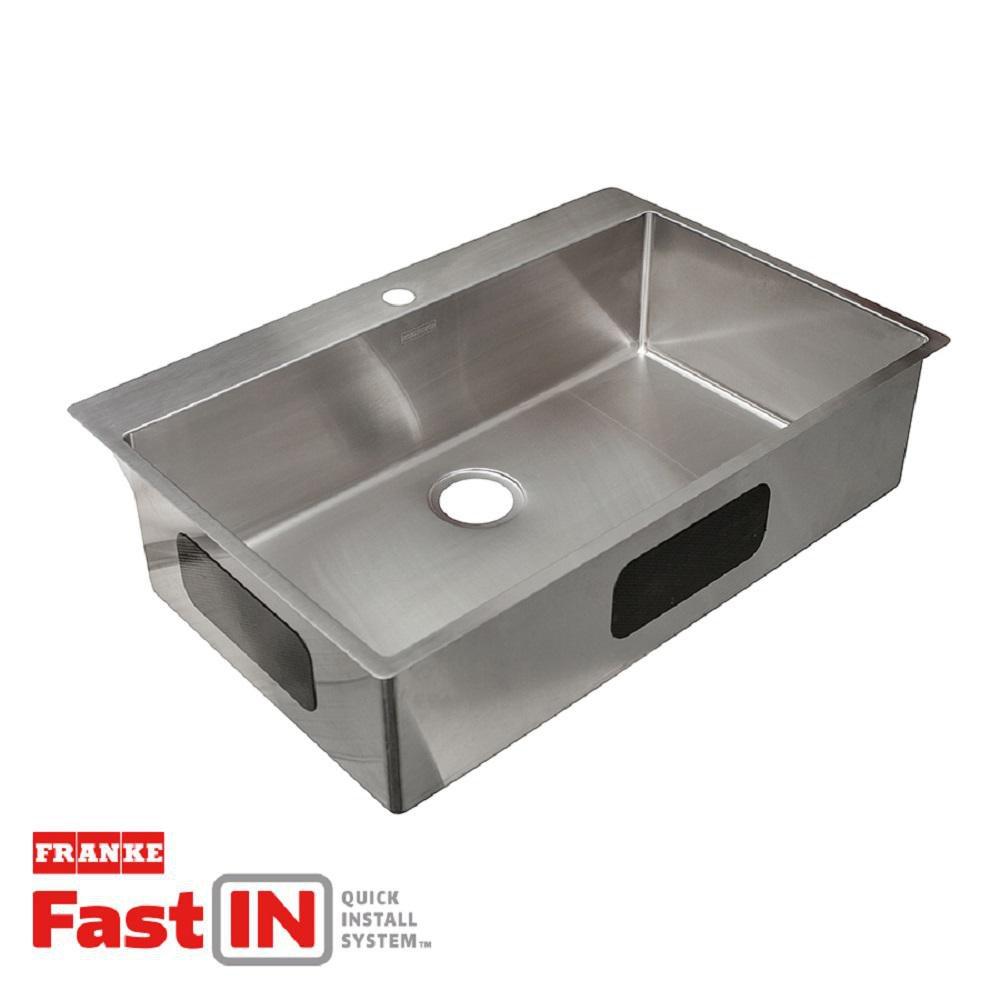 Franke Brushed Steel 33-7/16 x 22-7/16 in. Stainless Steel Single Bowl Dual Mount Kitchen Sink in Brushed Steel 