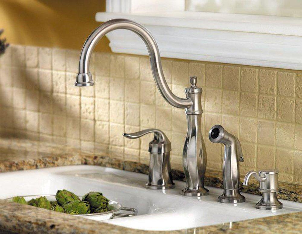 Pfister Stainless Steel 2.2 gpm 4-Hole Kitchen Faucet with Single Lever Handle 