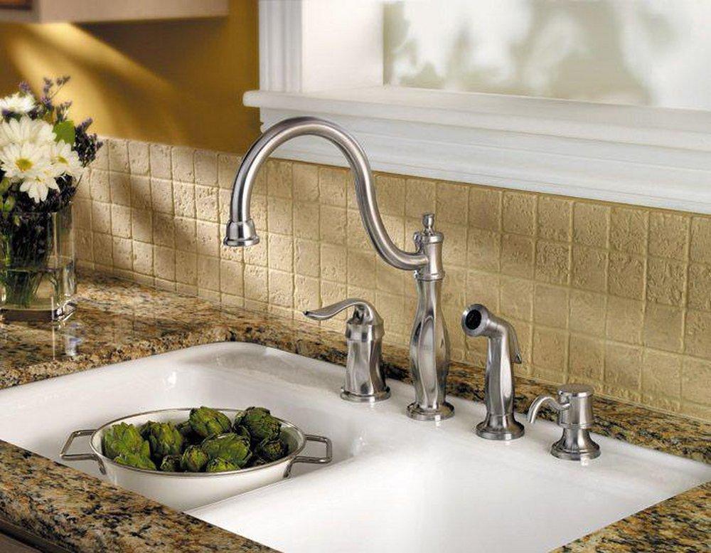 Pfister Stainless Steel 2.2 gpm 4-Hole Kitchen Faucet with Single Lever Handle 