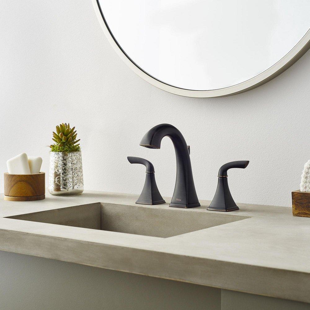 Pfister Tuscan Bronze Two Handle Widespread Bathroom Sink Faucet 