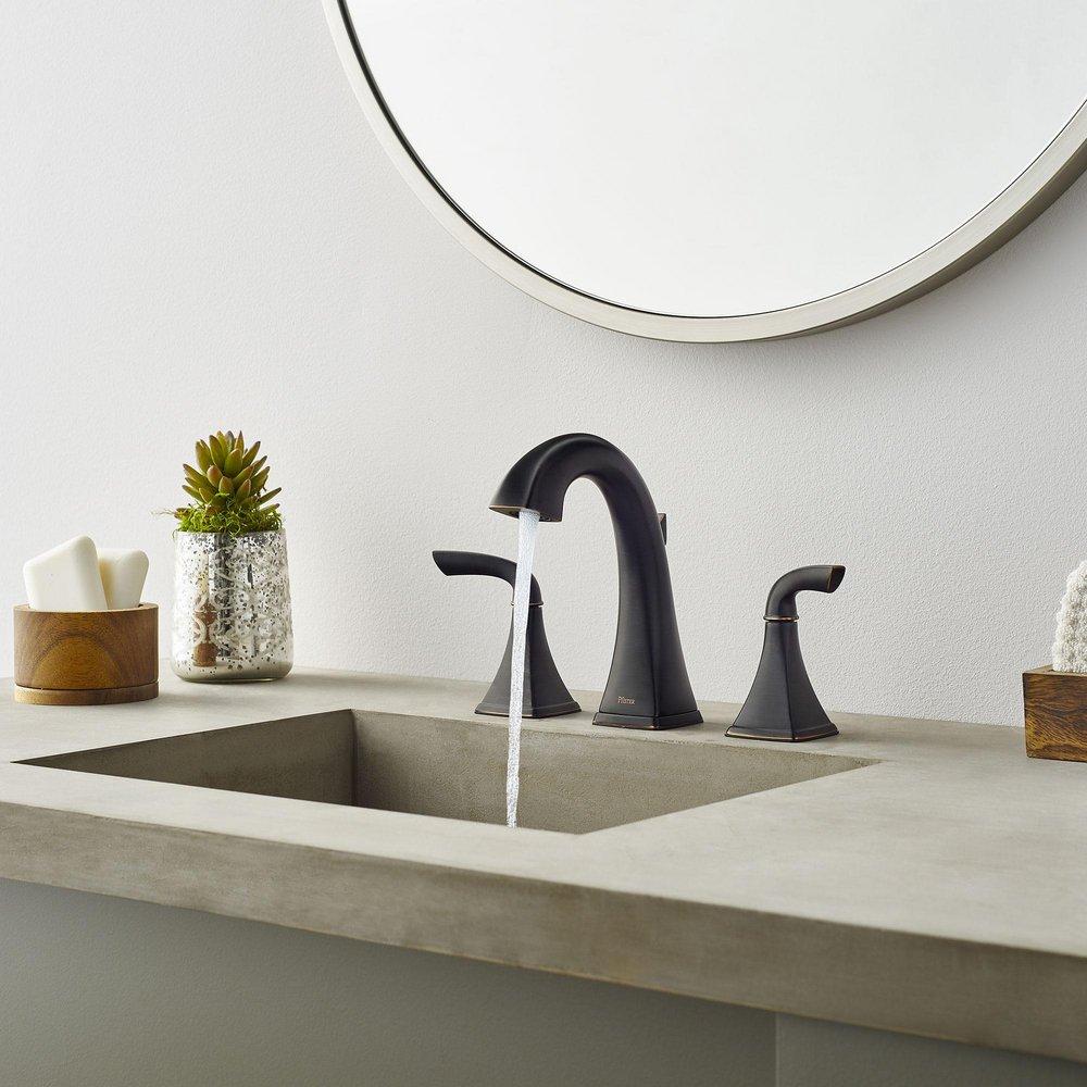 Pfister Tuscan Bronze Two Handle Widespread Bathroom Sink Faucet 