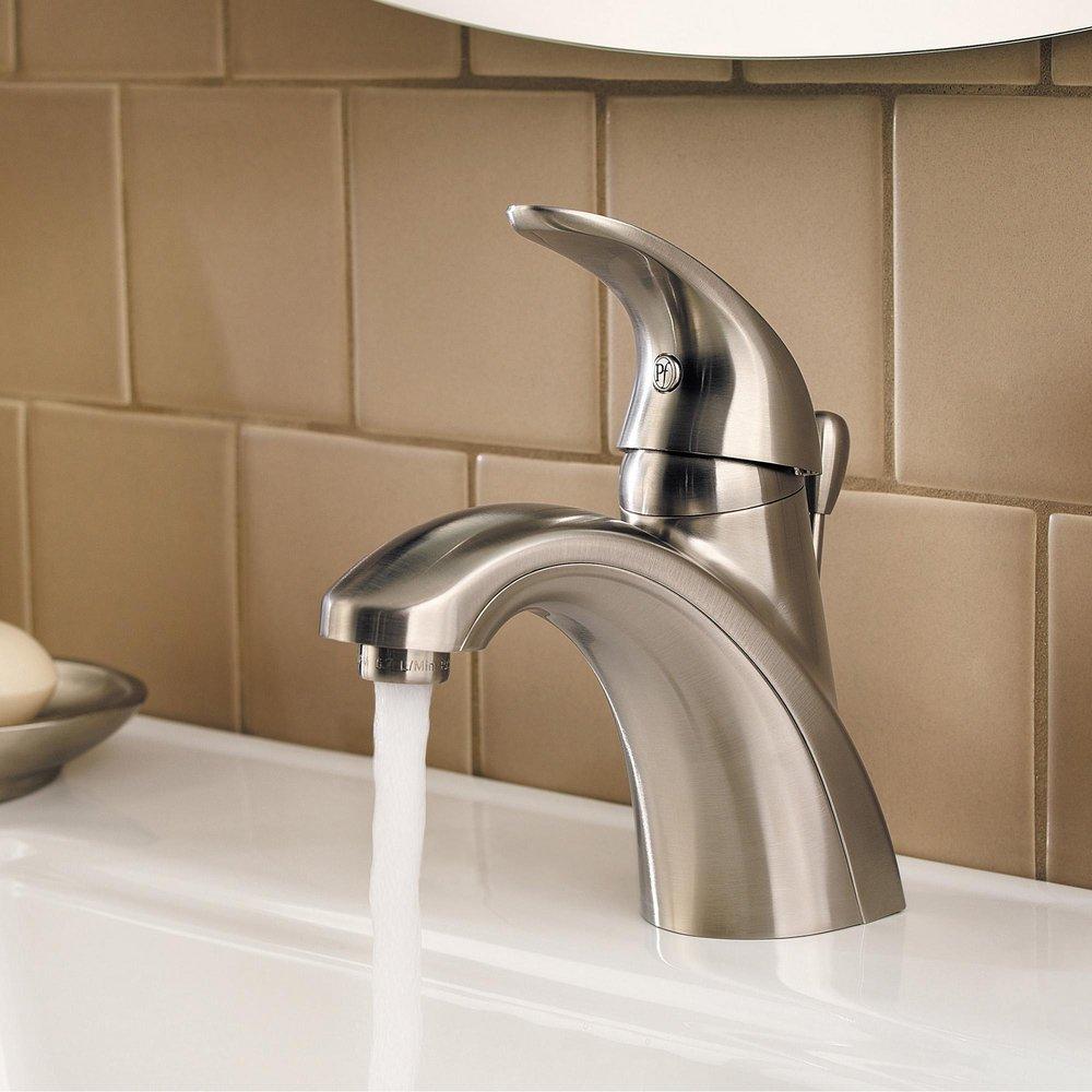 Pfister Brushed Nickel Single Handle Monoblock Bathroom Sink Faucet 