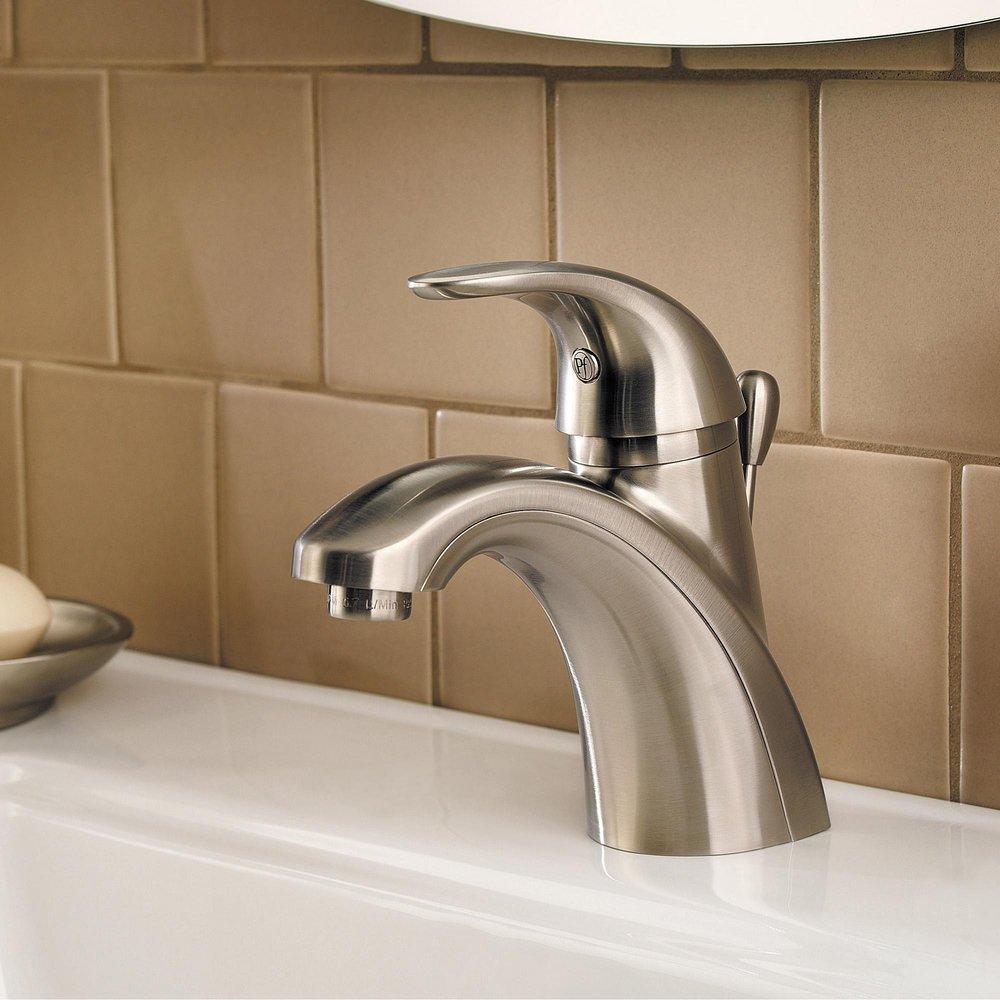 Pfister Brushed Nickel Single Handle Monoblock Bathroom Sink Faucet 