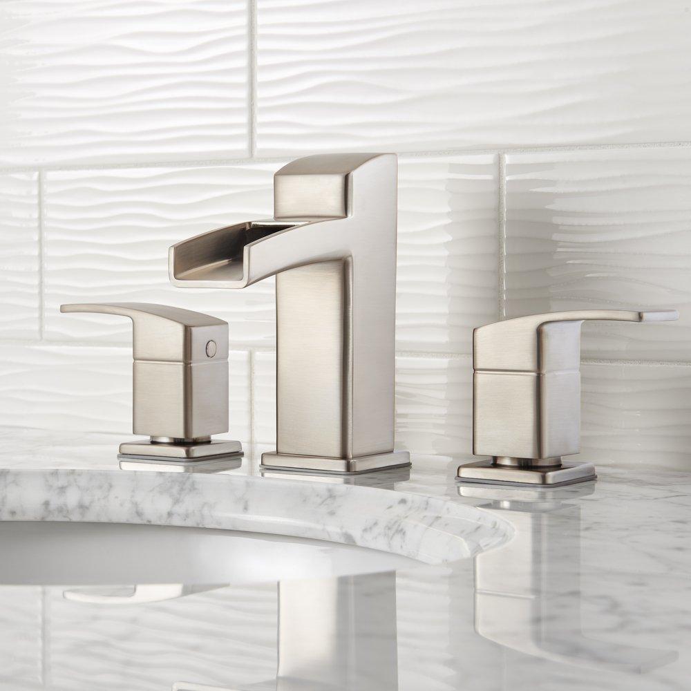 Pfister Brushed Nickel Two Handle Widespread Bathroom Sink Faucet 