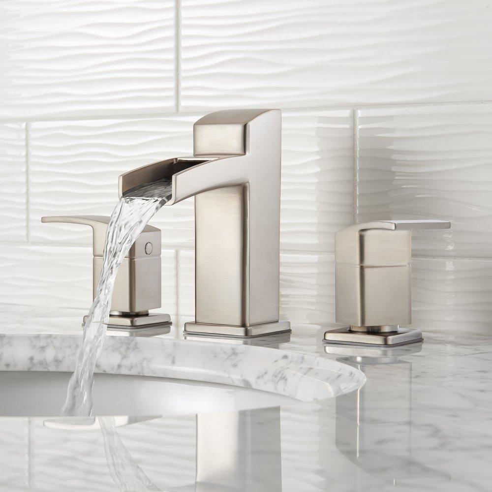 Pfister Brushed Nickel Two Handle Widespread Bathroom Sink Faucet 