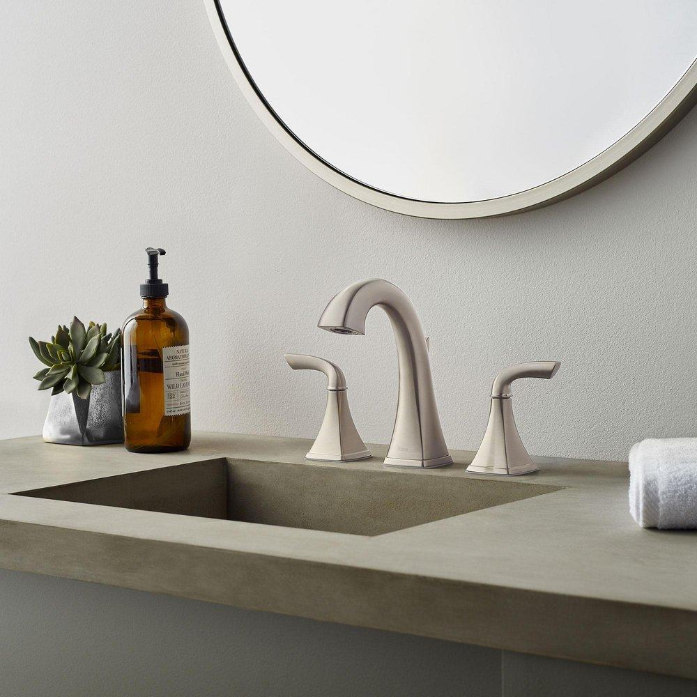 Pfister Brushed Nickel Two Handle Widespread Bathroom Sink Faucet 