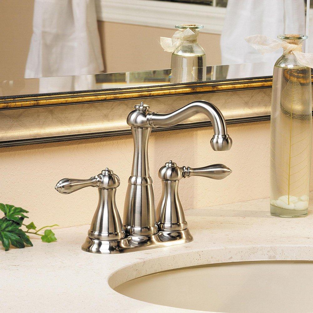 Pfister Brushed Nickel Two Handle Minispread Bathroom Sink Faucet 