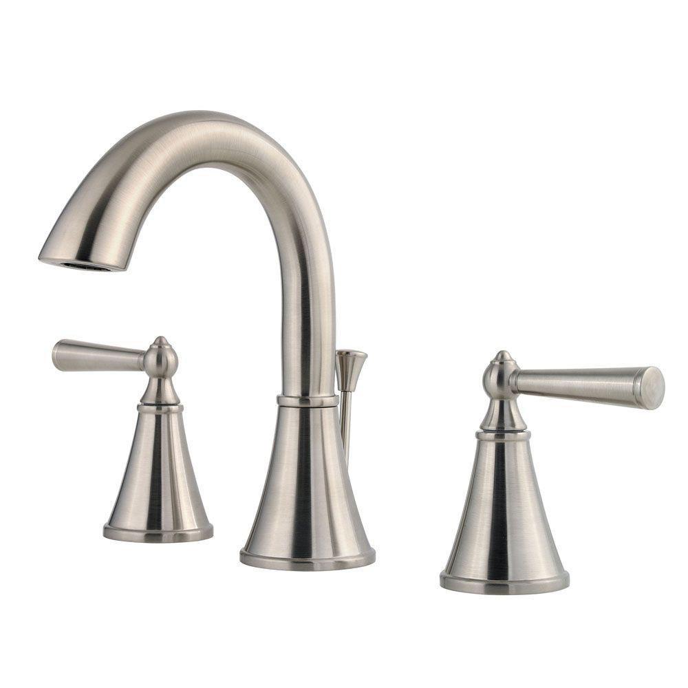 Pfister Brushed Nickel Two Handle Widespread Bathroom Sink Faucet 