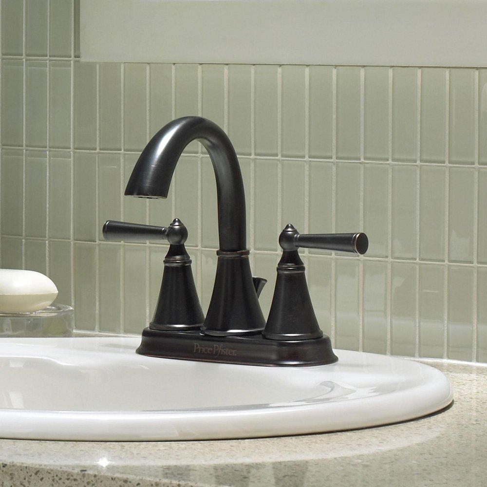 Pfister Tuscan Bronze Two Handle Centerset Bathroom Sink Faucet 