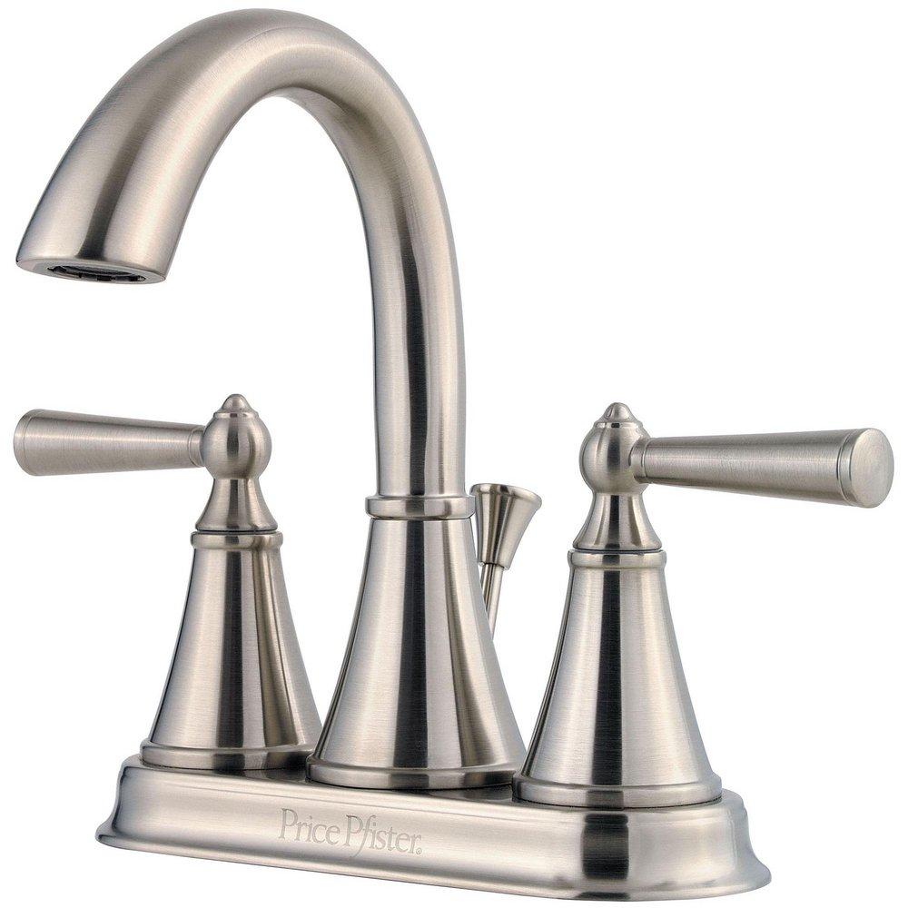 Pfister Brushed Nickel Two Handle Centerset Bathroom Sink Faucet 