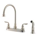 1.8 gpm 4-Hole Deck Mount Kitchen Sink Faucet with Double Handle and High Arc Spout in Stainless Steel