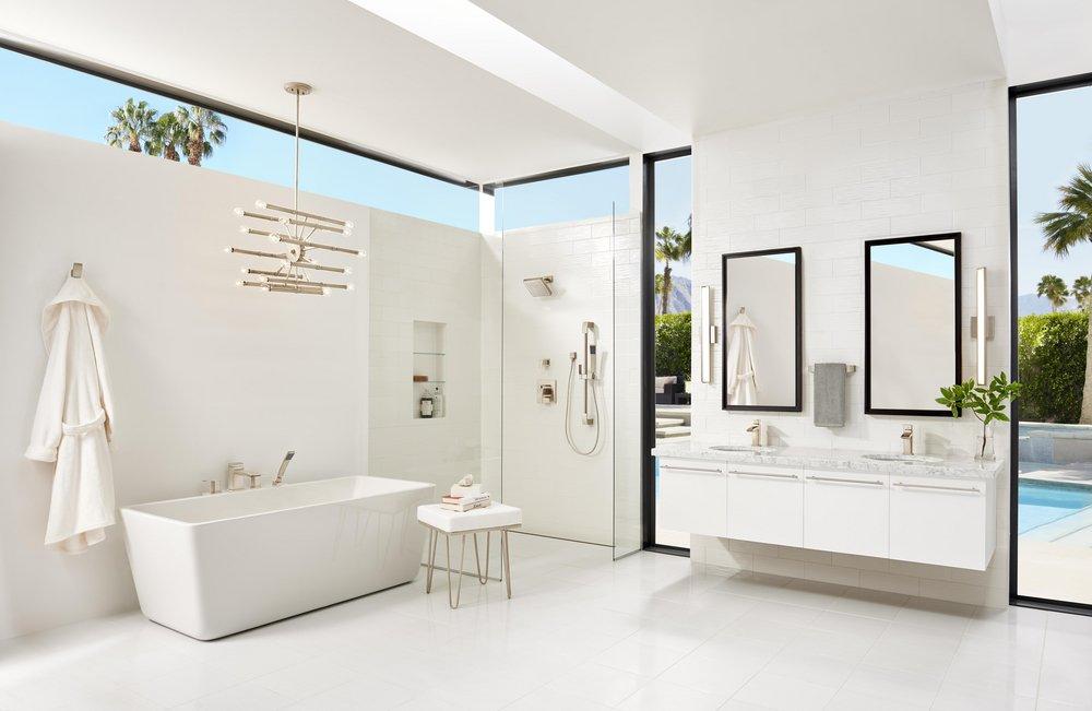 Pfister Brushed Nickel Single Handle Monoblock Bathroom Sink Faucet 