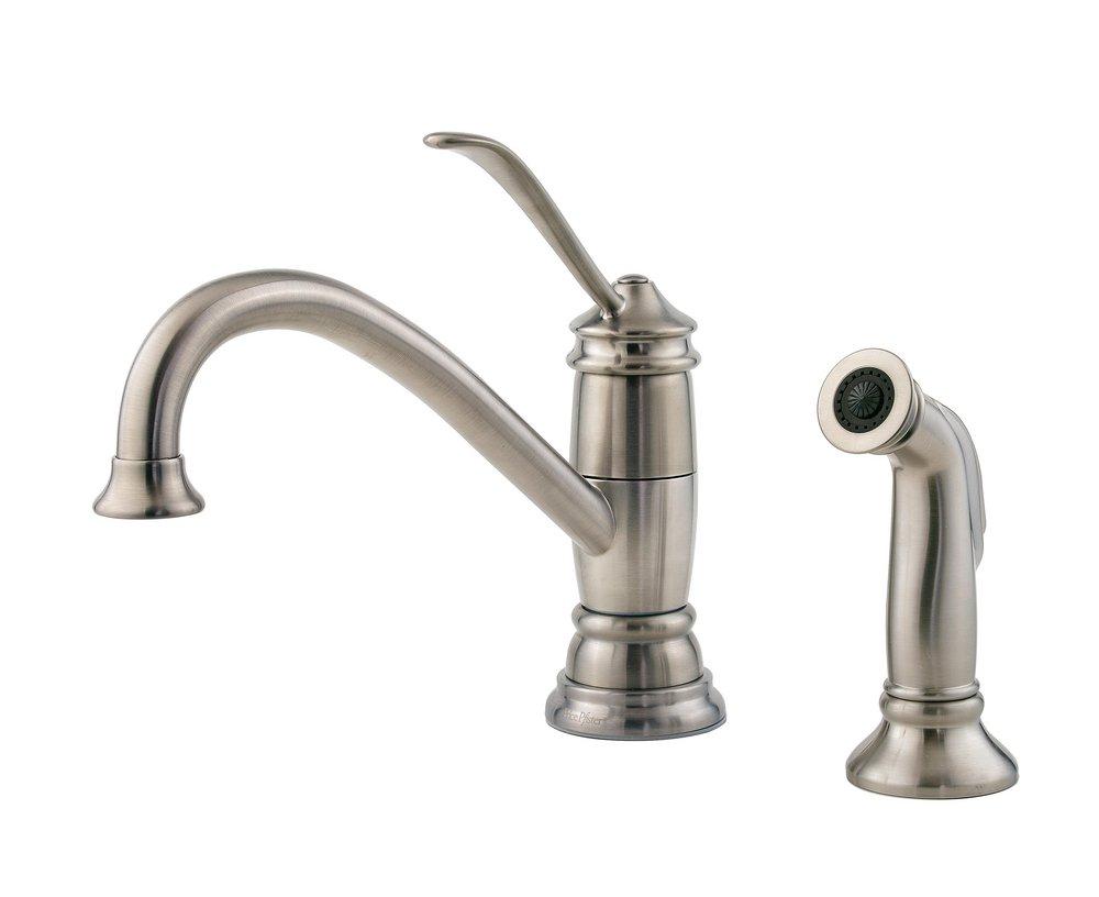 Pfister Stainless Steel 8-15/16 in. 2 or 4-Hole Kitchen Sink Faucet with Single Lever Handle 