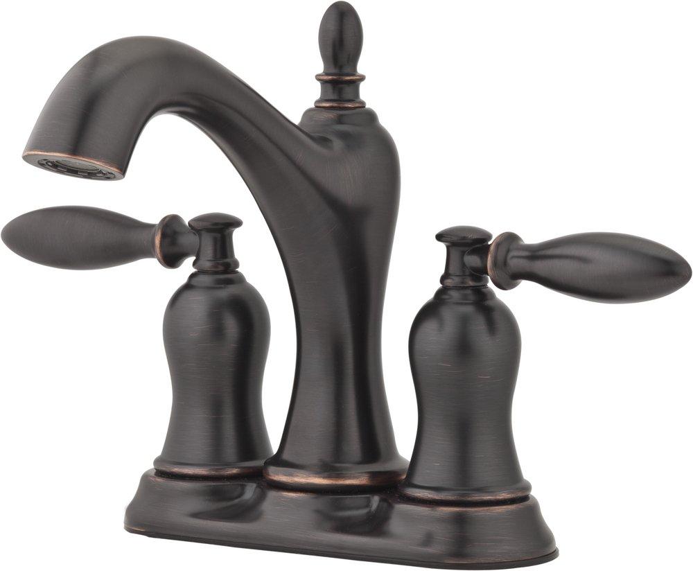 Pfister Tuscan Bronze Centerset Bathroom Sink Faucet with Double Lever Handle 