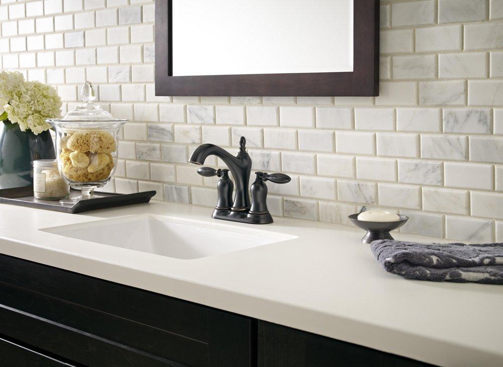 Pfister Tuscan Bronze Centerset Bathroom Sink Faucet with Double Lever Handle 