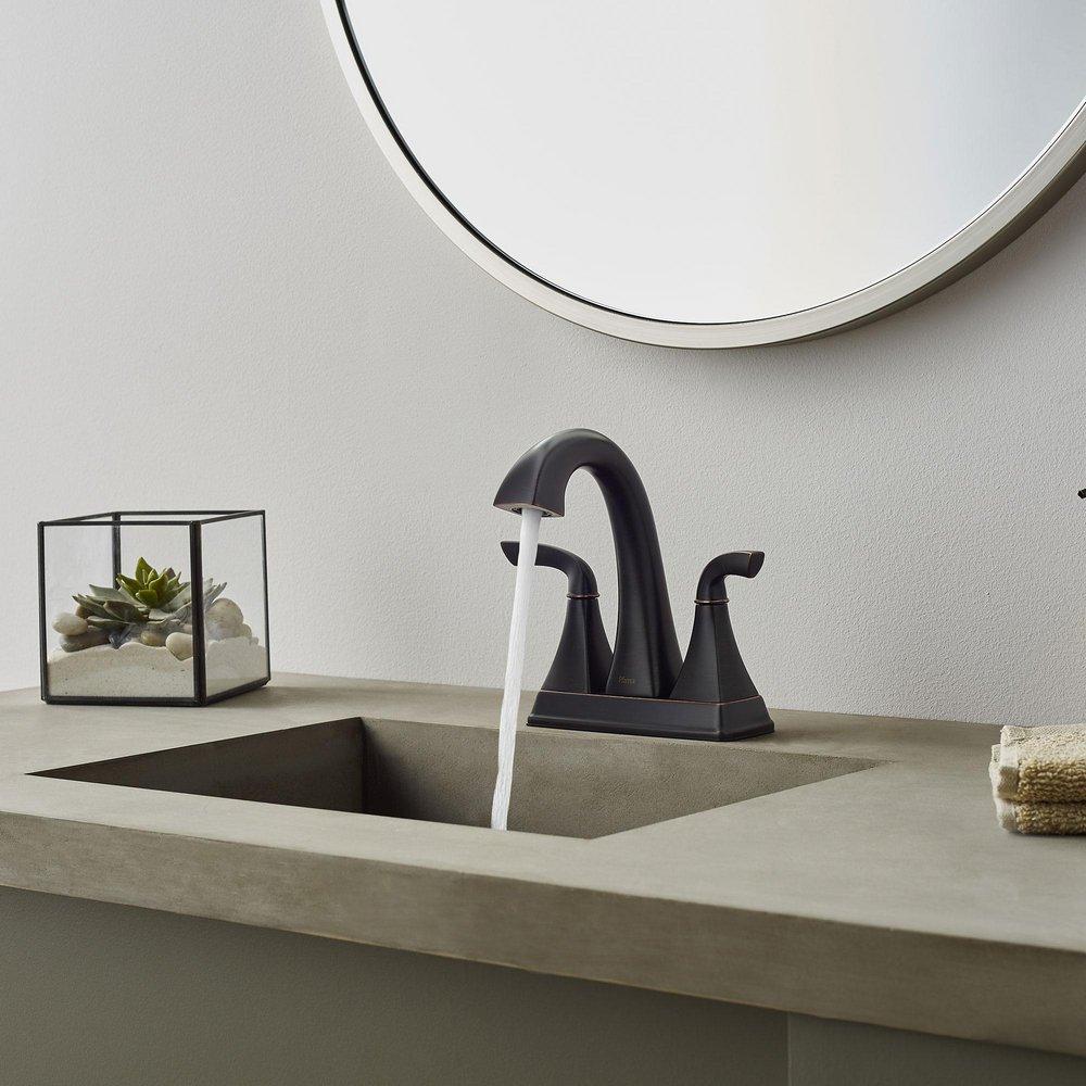 Pfister Tuscan Bronze Two Handle Centerset Bathroom Sink Faucet 