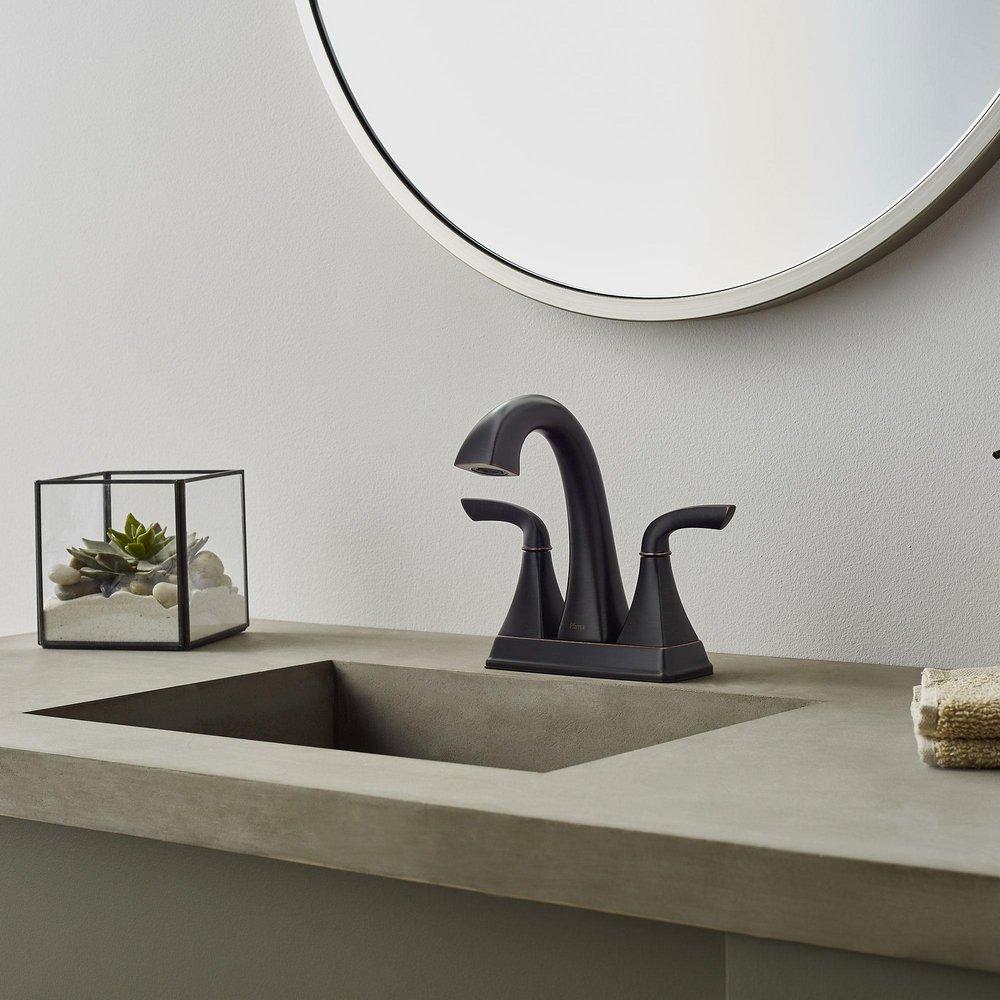 Pfister Tuscan Bronze Two Handle Centerset Bathroom Sink Faucet 