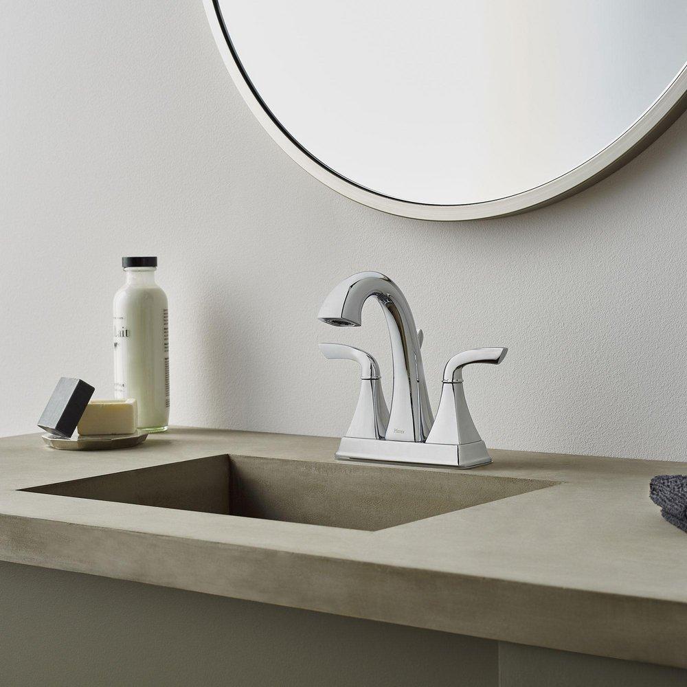 Pfister Polished Chrome Two Handle Centerset Bathroom Sink Faucet 